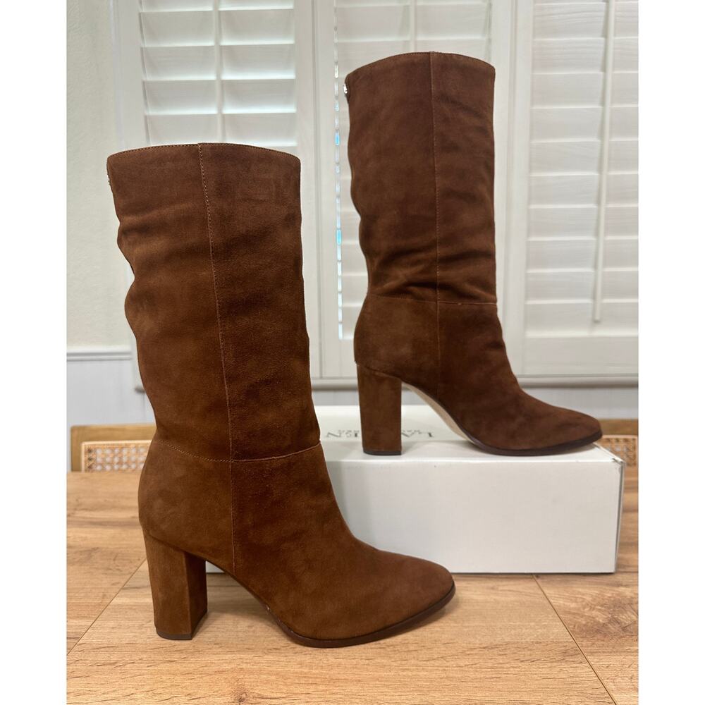 Lauren Ralph Lauren Women's Artizan Suede Tall Boots Tobacco Size 11 NIB Pull-On - Picture 2 of 16